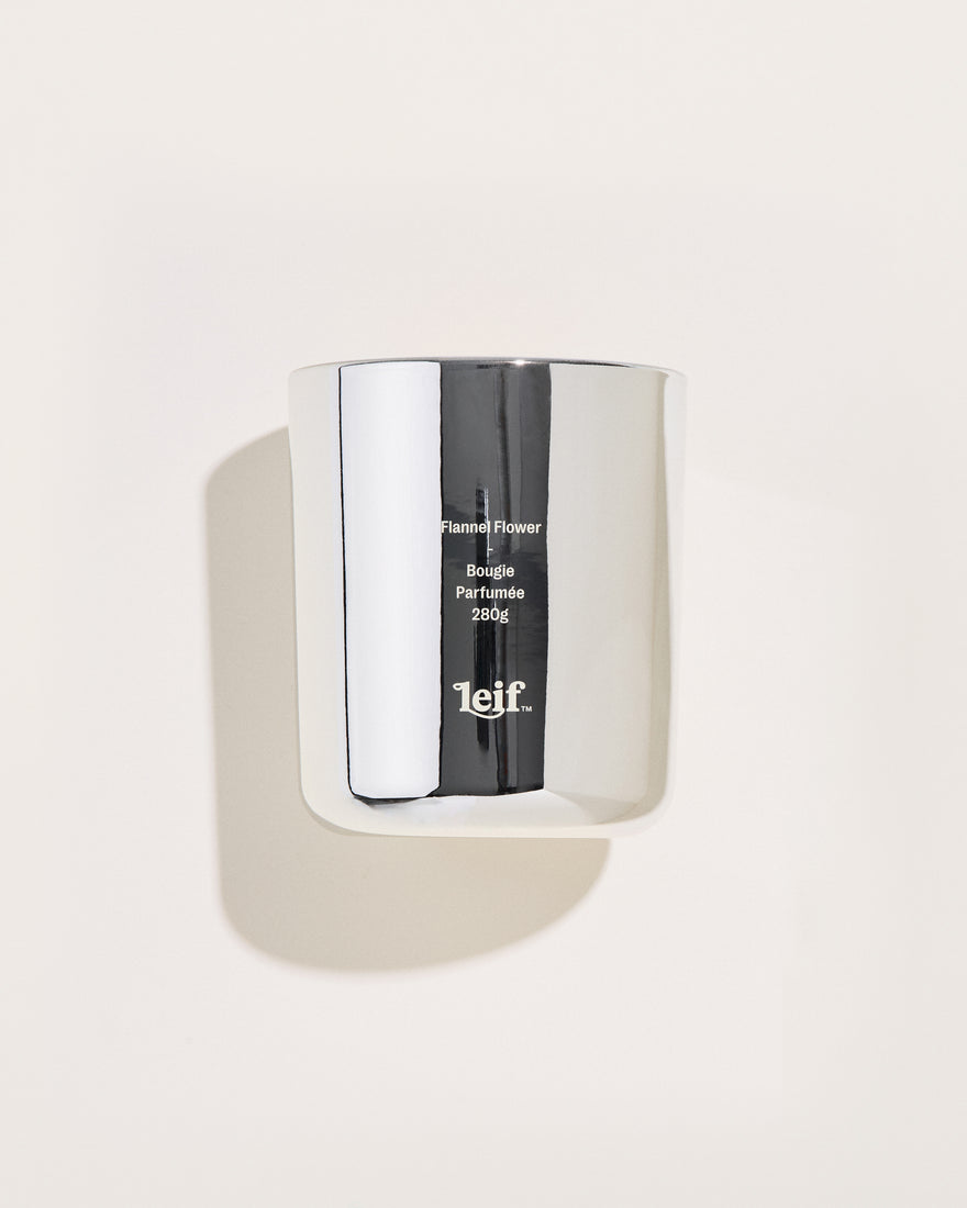 Limited Edition Holiday Flannel Flower Silver Candle