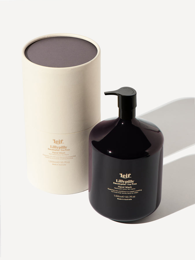 Limited Edition Gold Label introduces Lillypilly Hand Wash 1.5L in a rich, plum bottle. Graphics are presented in gold foil and the supersized form is neatly delivered in a white tube ready to gift.